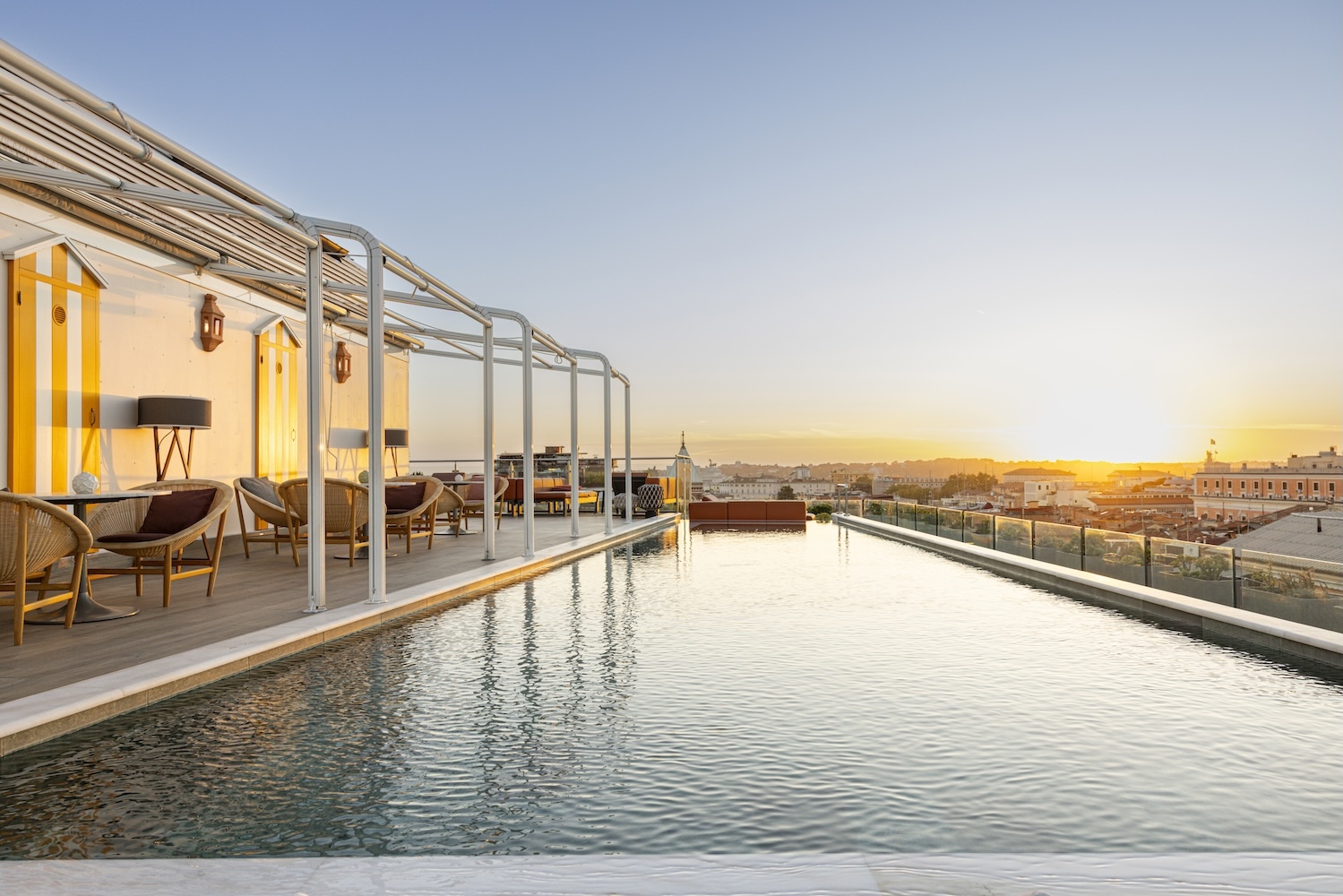 The rooftop pool, high above Piazza della Repubblica, is an urban sanctuary