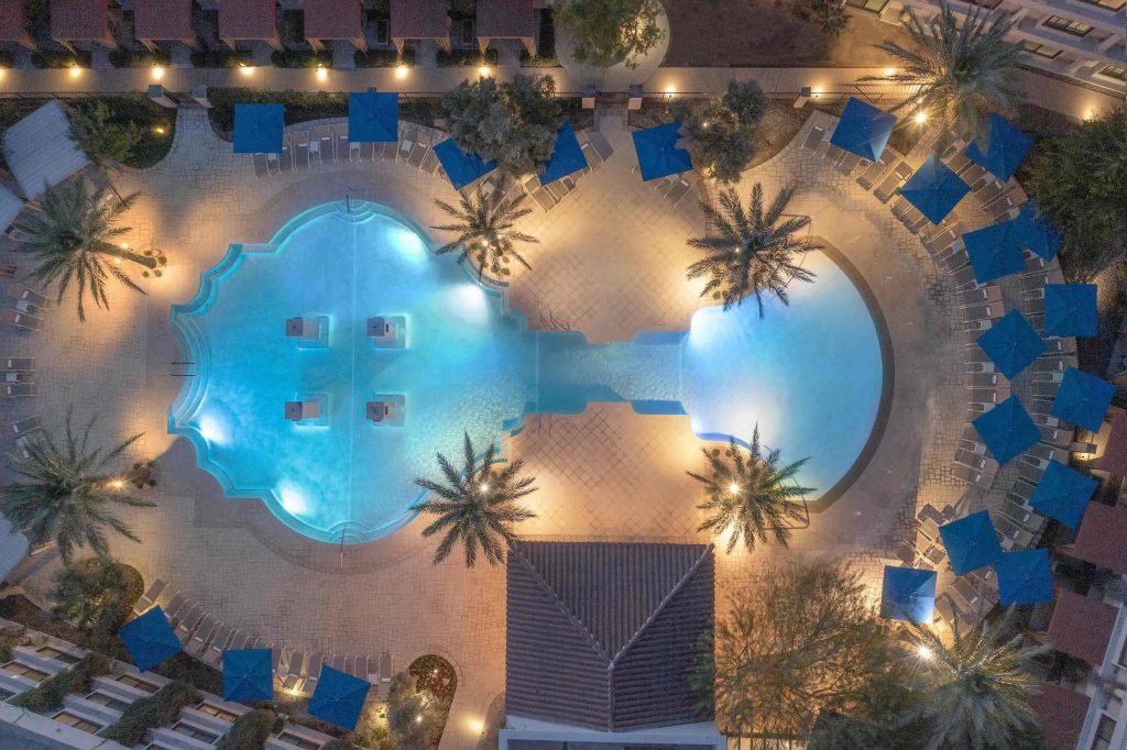 Kids love the central swimming pool
