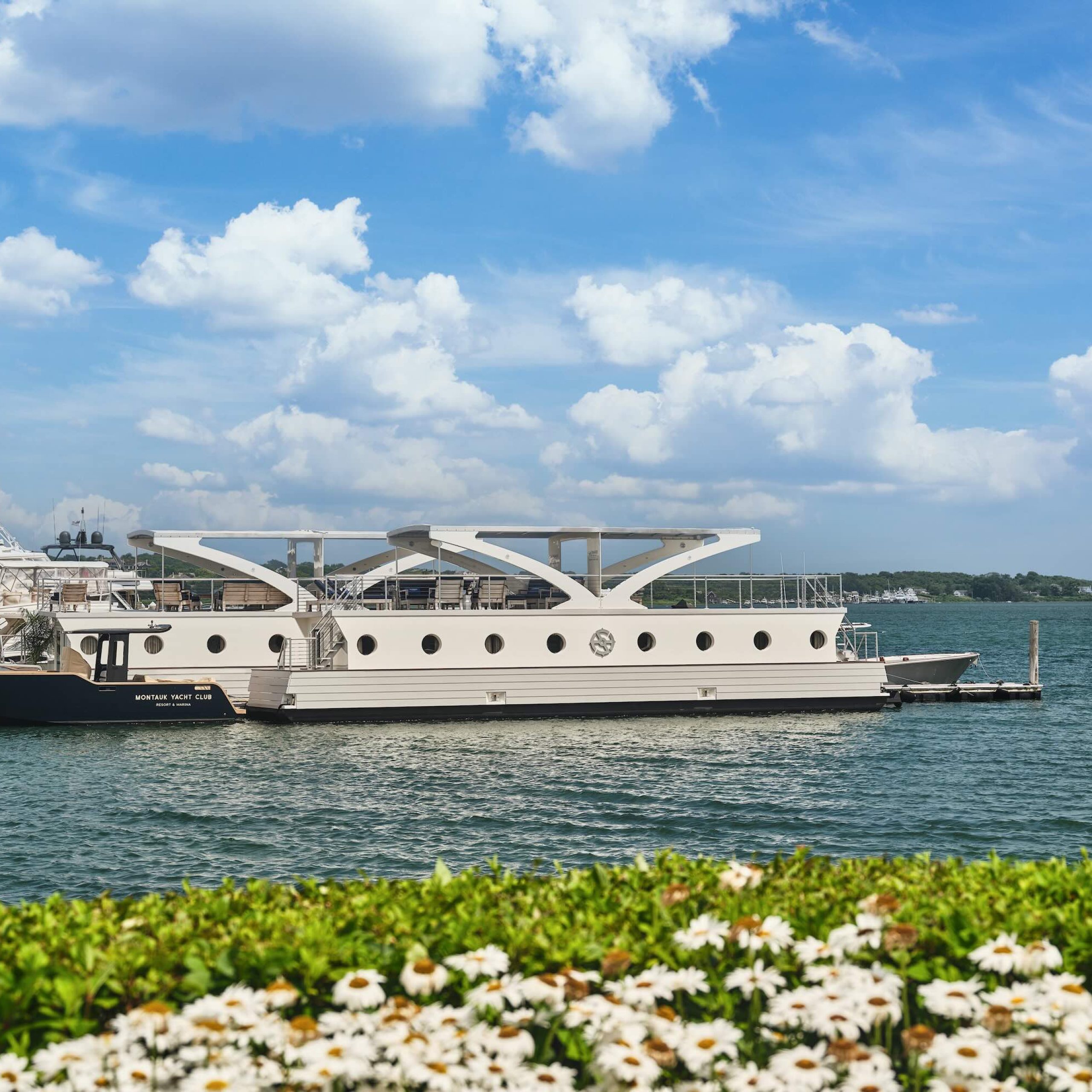 The ELEMIS Wellness Cabana floats on Lake Montauk